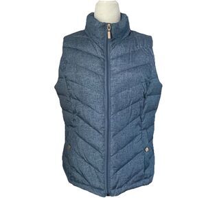 Charter Club Womens Puffer Vest Light Blue Outdoors-L Petite